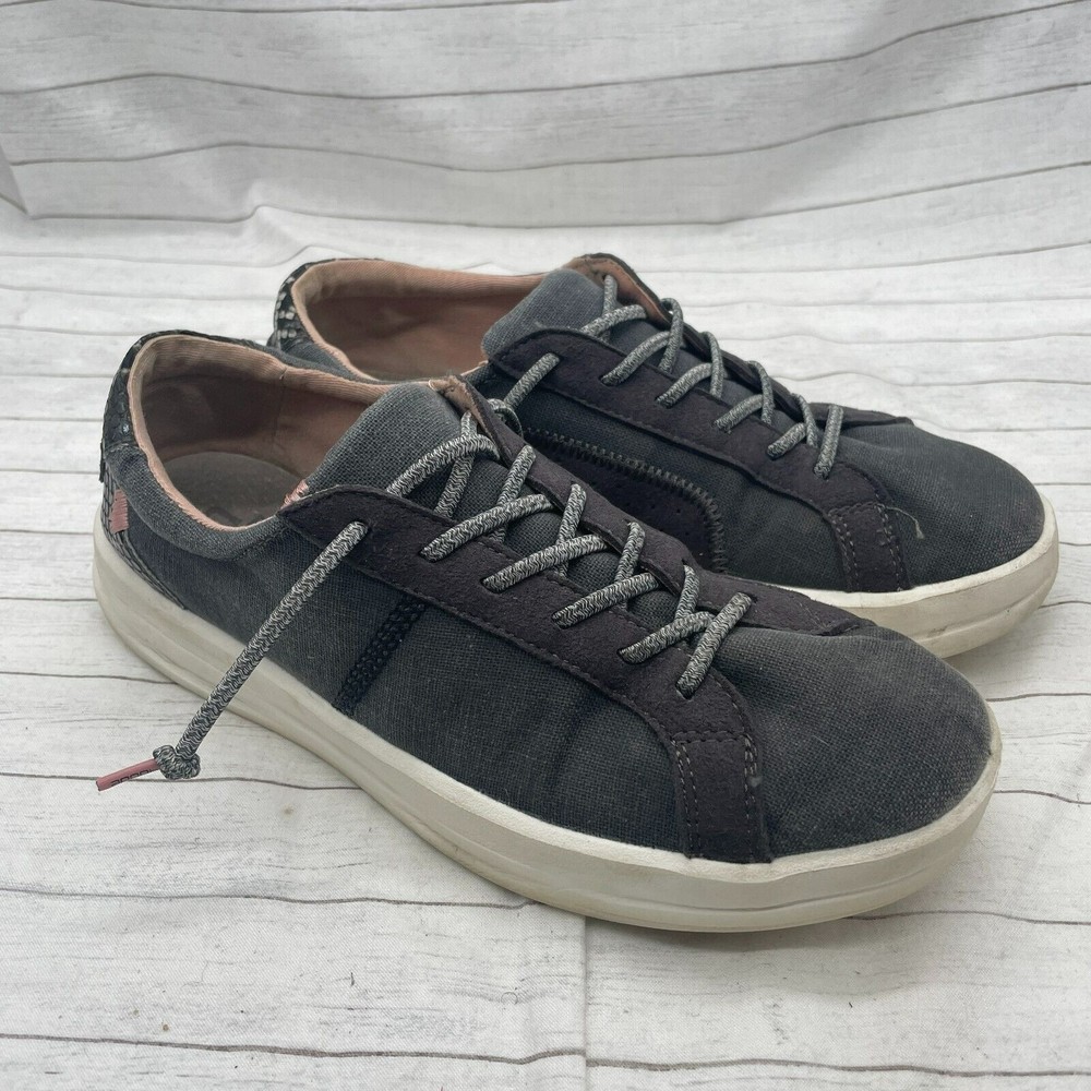 Hey Dude Karina Jet Black Womens Size 7 Snake Lace Sneakers Casual Shoes